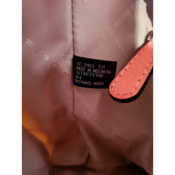 Michael Kors Jet Set Travel Extra-Small Logo Top-Zip Tote Bag Dark Pink Coral - Picture 9 of 12